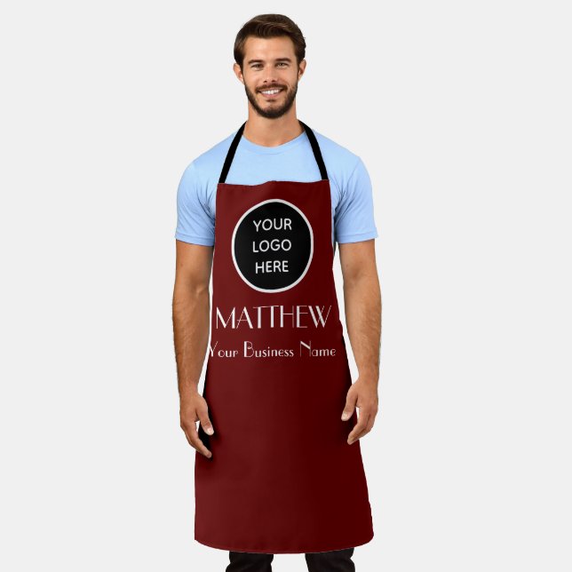 Modern Minimalist Burgundy Custom logo Modern Apron (Worn)
