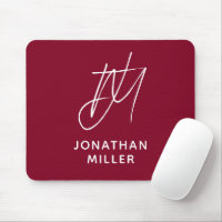 Modern Minimalist Burgundy Monogram