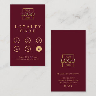 Modern Minimalist Burgundy Red Professional Reward Loyalty Card