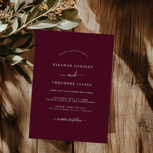 Modern Minimalist Burgundy Wedding   Invitation