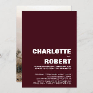Modern Minimalist Burgundy Wedding Reception Invitation