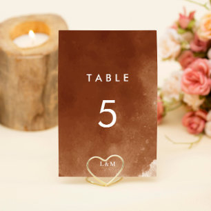 Modern Minimalist  Burnt Orange Terracotta Wedding Table Number