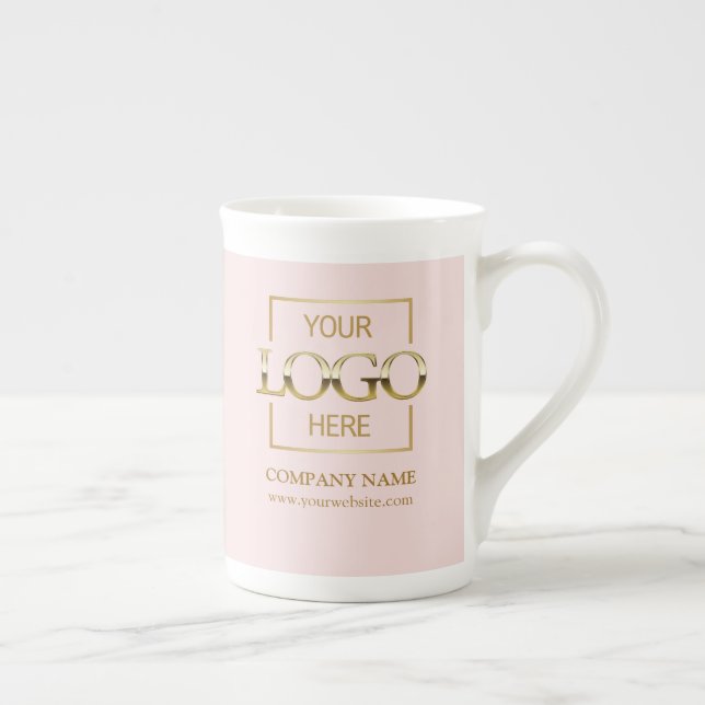 Modern Minimalist Business Branding Custom Logo Bone China Mug (Right)