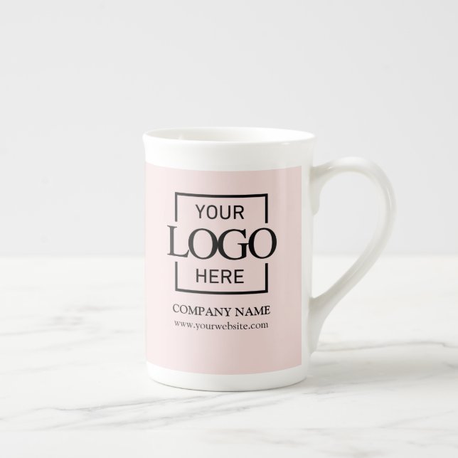 Modern Minimalist Business Branding Custom Logo Bone China Mug (Right)