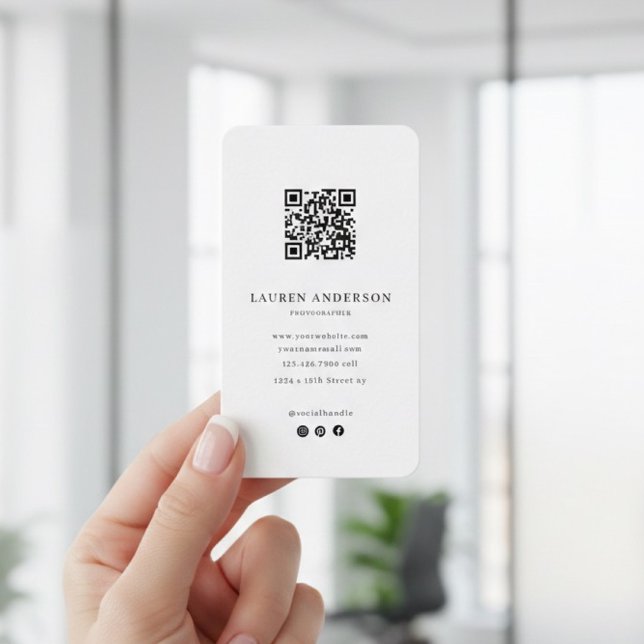 Modern Minimalist Business Card with QR Code  (Creator Uploaded)