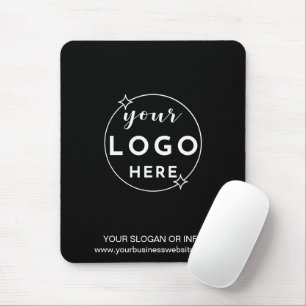 Modern Minimalist Business Custom Logo Black Mouse Pad