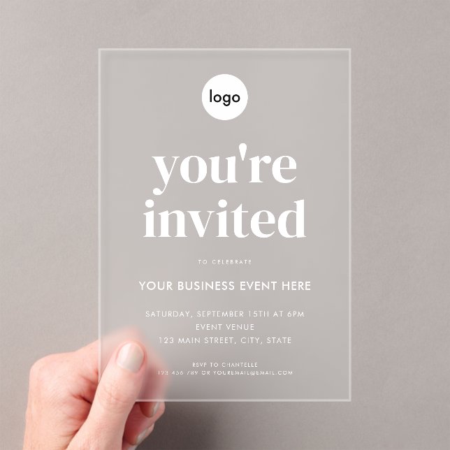 Modern Minimalist Business Event Acrylic Invitations (Insitu (Handheld))