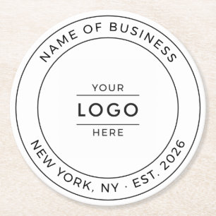 Modern Minimalist Business Logo Established Year Round Paper Coaster