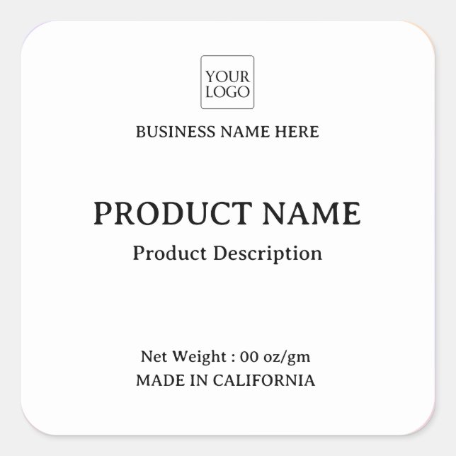 Modern Minimalist Business Logo Product Label (Front)