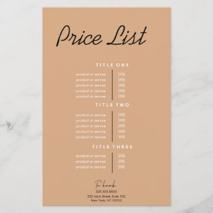 Modern Minimalist Business Price List Flyer