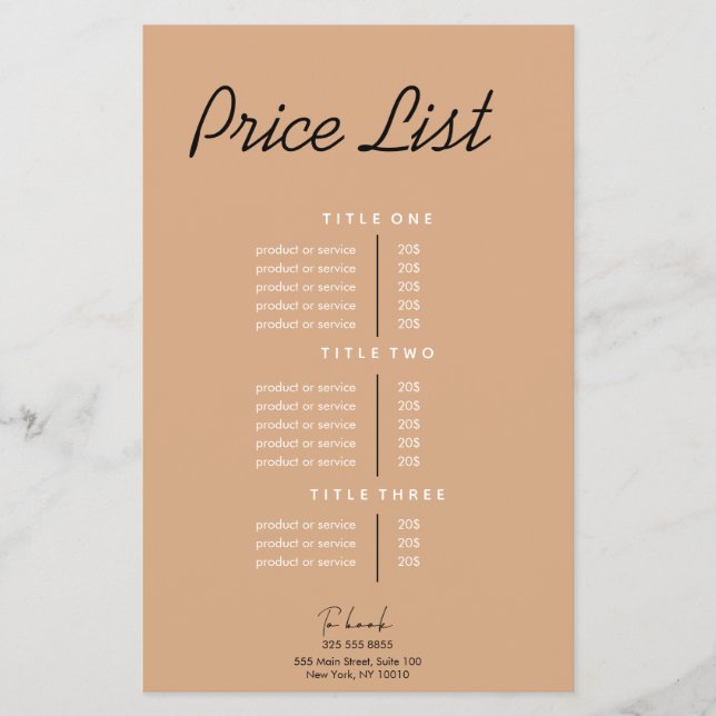 Modern Minimalist Business Price List Flyer (Front)
