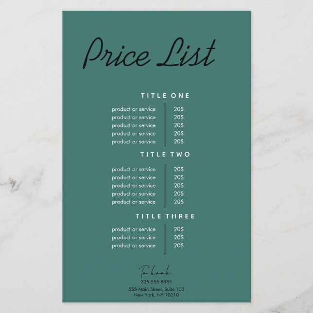 Modern Minimalist Business Price List Flyer (Front)