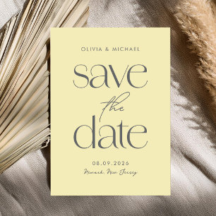 Modern Minimalist Butter Yellow Chic Wedding Save The Date