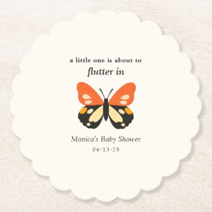 Modern Minimalist Butterfly Baby Shower Paper Coaster