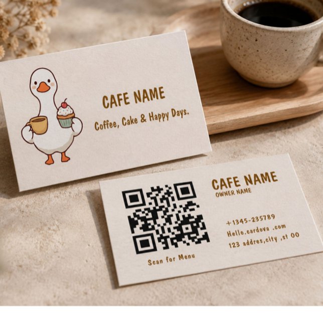 Modern Minimalist Café Business Card /Qr code  (Creator Uploaded)