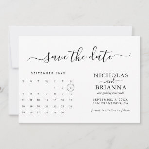 Modern Minimalist Calendar Budget White Simple Save The Date