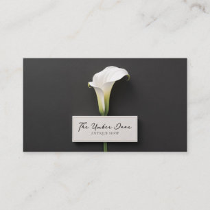 Modern Minimalist Calla Lily Black Business Card