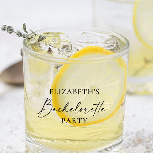 Modern Minimalist Calligraphy Bachelorette Party Whiskey Glass