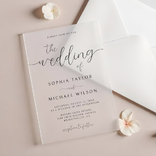 Modern Minimalist Calligraphy Black Wedding Acrylic Invitations