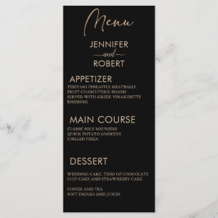 Modern Minimalist Calligraphy Black Wedding Menus