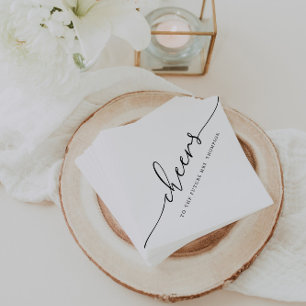 Modern Minimalist Calligraphy "Cheers" Wedding Nap Napkin