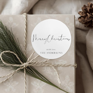 Modern Minimalist Calligraphy Christmas Classic Round Sticker