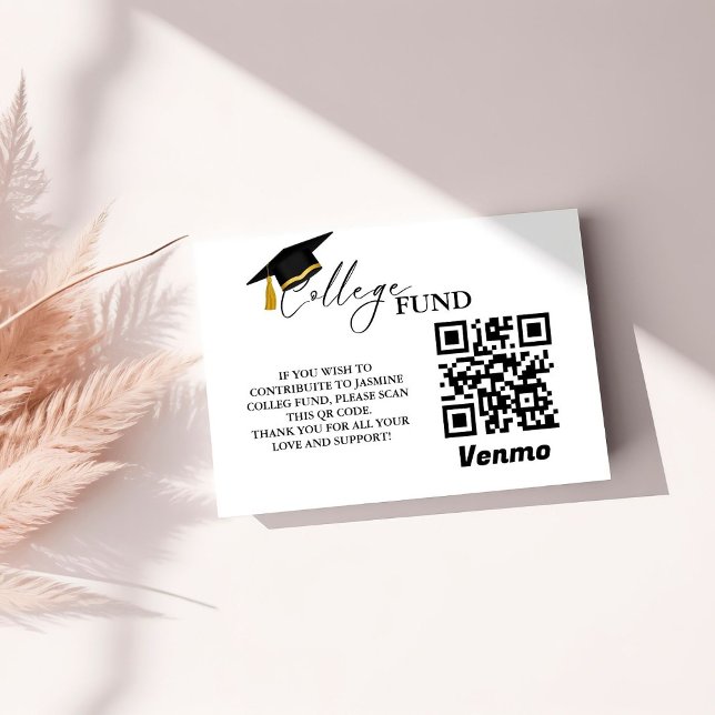 Modern Minimalist Calligraphy College Fund Qr Code Enclosure Card (Creator Uploaded)