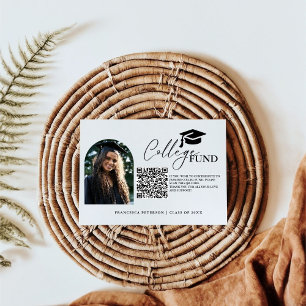 Modern Minimalist Calligraphy College Fund Qr Code Enclosure Card
