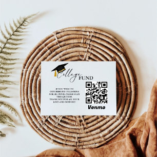 Modern Minimalist Calligraphy College Fund Qr Code Enclosure Card