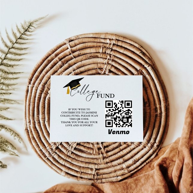 Modern Minimalist Calligraphy College Fund Qr Code Enclosure Card (Creator Uploaded)