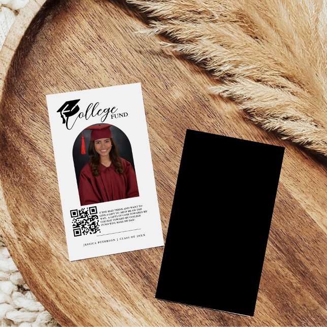 Modern Minimalist Calligraphy College Fund Qr Code Enclosure Card (Creator Uploaded)