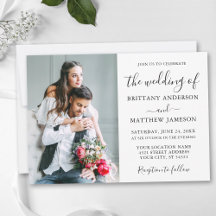 Modern Minimalist Calligraphy Couple Photo Wedding