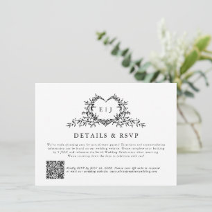 Modern Minimalist Calligraphy Crest monogram Chic Enclosure Card