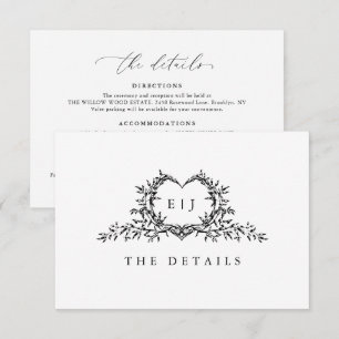 Modern Minimalist Calligraphy Crest monogram Chic Enclosure Card