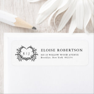 Modern Minimalist Calligraphy Crest monogram Chic Return Address Label