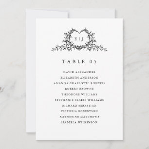 Modern Minimalist Calligraphy Crest Seating Chart  Invitation