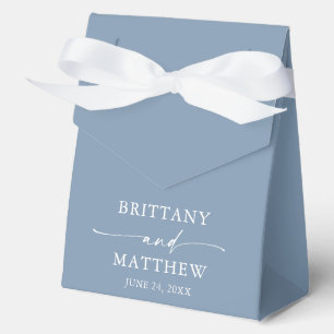 Modern Minimalist Calligraphy Dusty Blue Wedding Favour Box