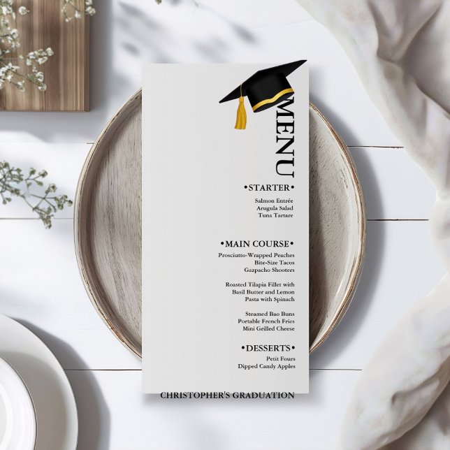 Modern Minimalist Calligraphy Graduation party  Menu (Creator Uploaded)
