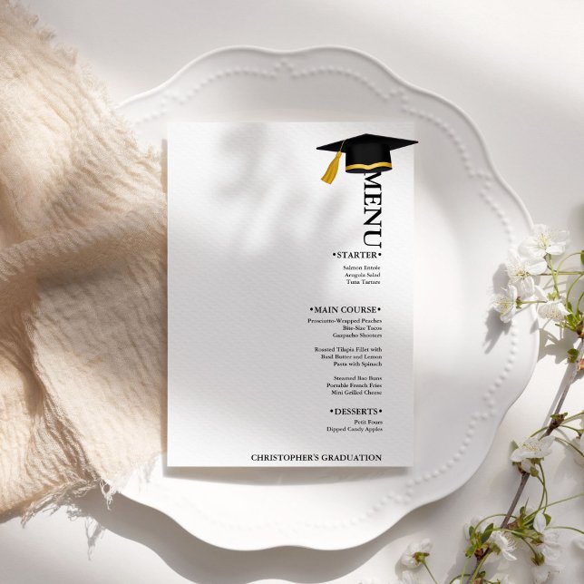 Modern Minimalist Calligraphy Graduation party  Menu (Creator Uploaded)