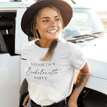 Modern Minimalist Calligraphy Ink Bachelorette T-Shirt<br><div class="desc">Modern Minimalist yet Elegant Calligraphy Ink Script Bachelorette Party T-Shirt - Black & White</div>