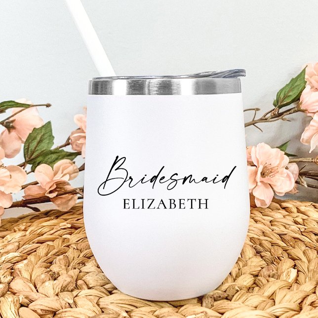 Modern Minimalist Calligraphy Ink Bridesmaid (Customize to edit your personalized text size or text style.)