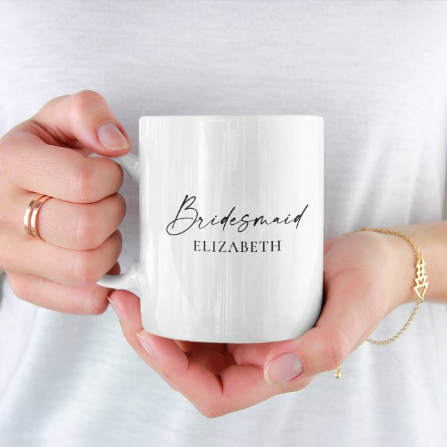Modern Minimalist Calligraphy Ink Bridesmaid Coffee Mug (Customize to change your personalized text size, text style or to add more text.)