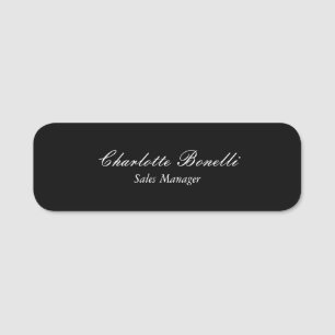 Modern Minimalist Calligraphy Name Black Name Tag