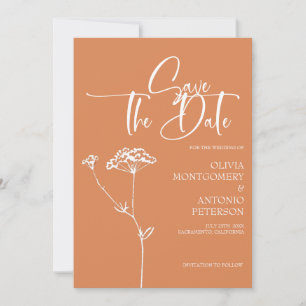 Modern Minimalist Calligraphy Orange Wedding Save The Date