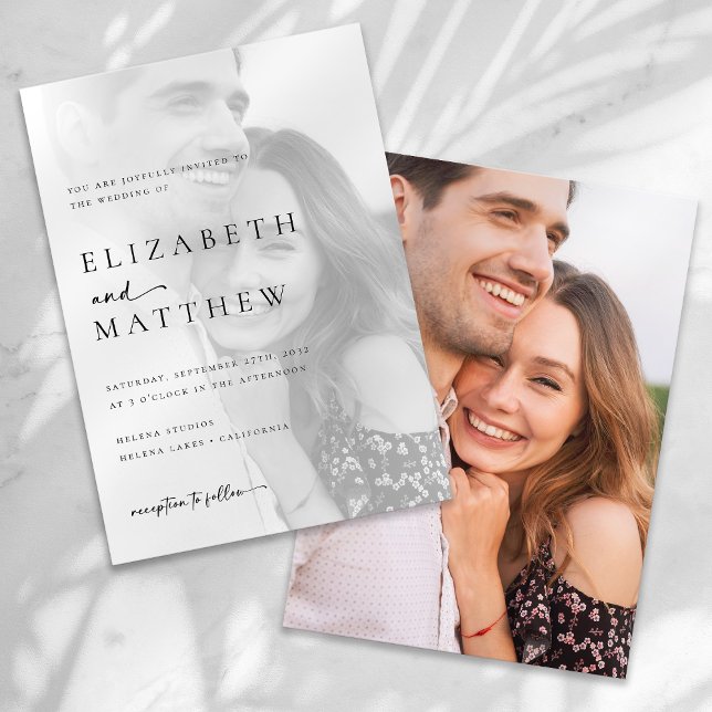 Modern Minimalist Calligraphy Photo Wedding Invitation (Creator Uploaded)