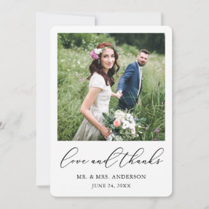 Modern Minimalist Calligraphy Photo Wedding Love Thank You Card