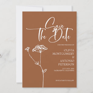 Modern Minimalist Calligraphy Terracotta Wedding Save The Date
