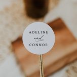 Modern Minimalist Calligraphy Wedding Classic Round Sticker<br><div class="desc">Add a finishing touch to your wedding mailings,  decor,  and more with these modern and elegant round stickers.</div>