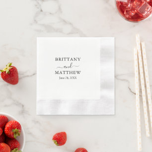 Modern Minimalist Calligraphy Wedding Cocktail Napkin