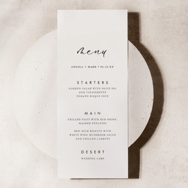 Modern Minimalist Calligraphy Wedding Menu Card (Creator Uploaded)
